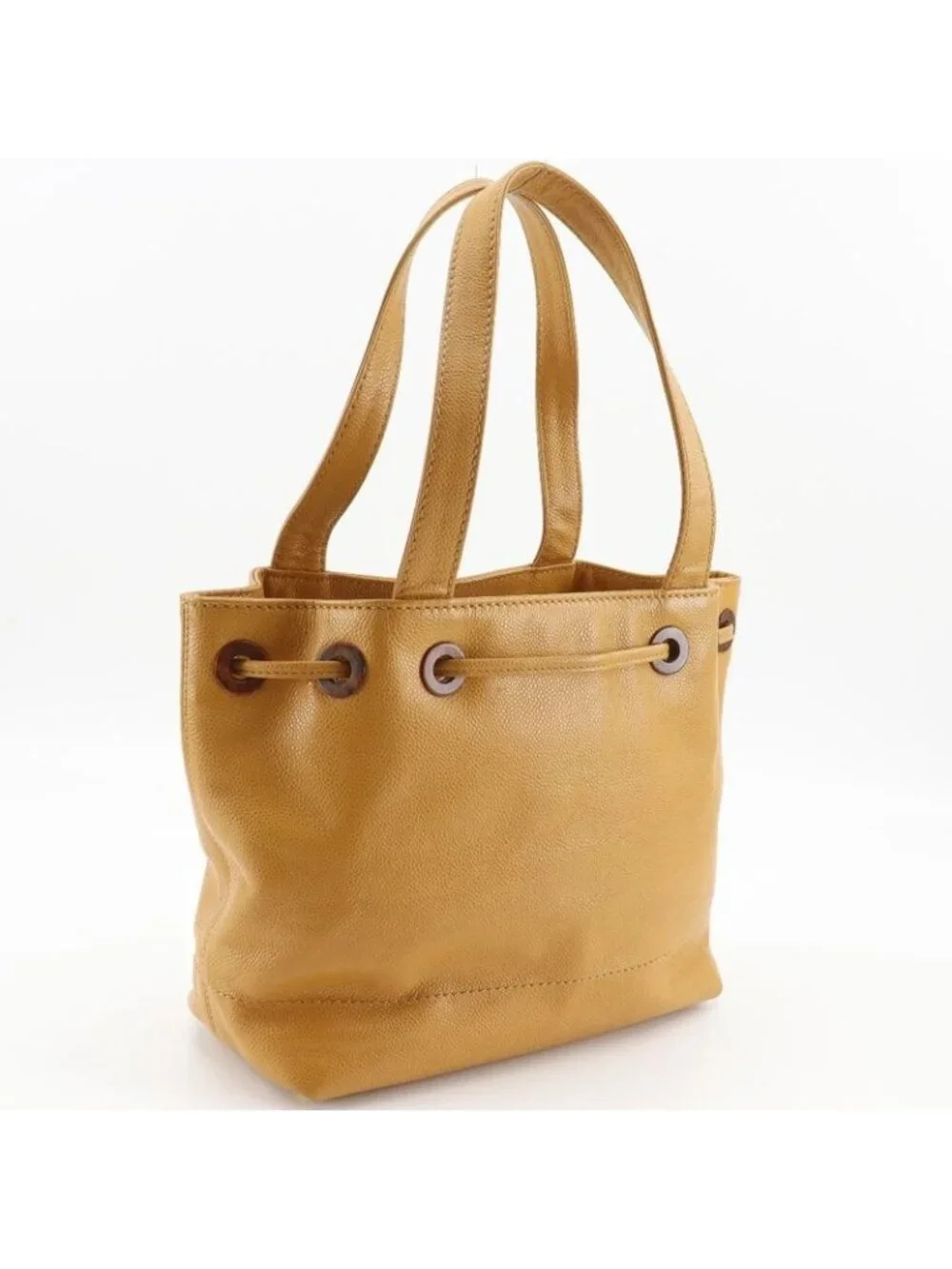 Chanel CC Logo Drawstring Caviar Leather Brown Tote - Picture 3 of 10